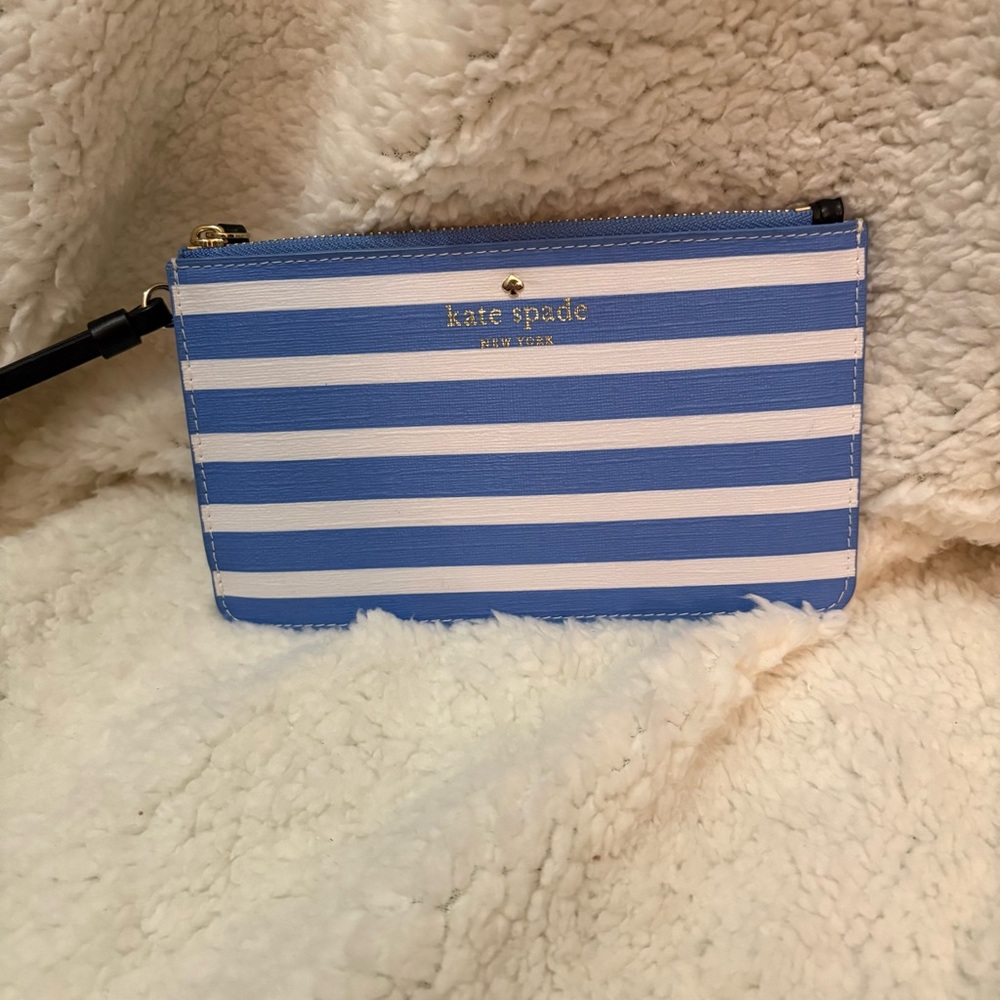Kate Spade Blue And White Striped‎ Wristlet